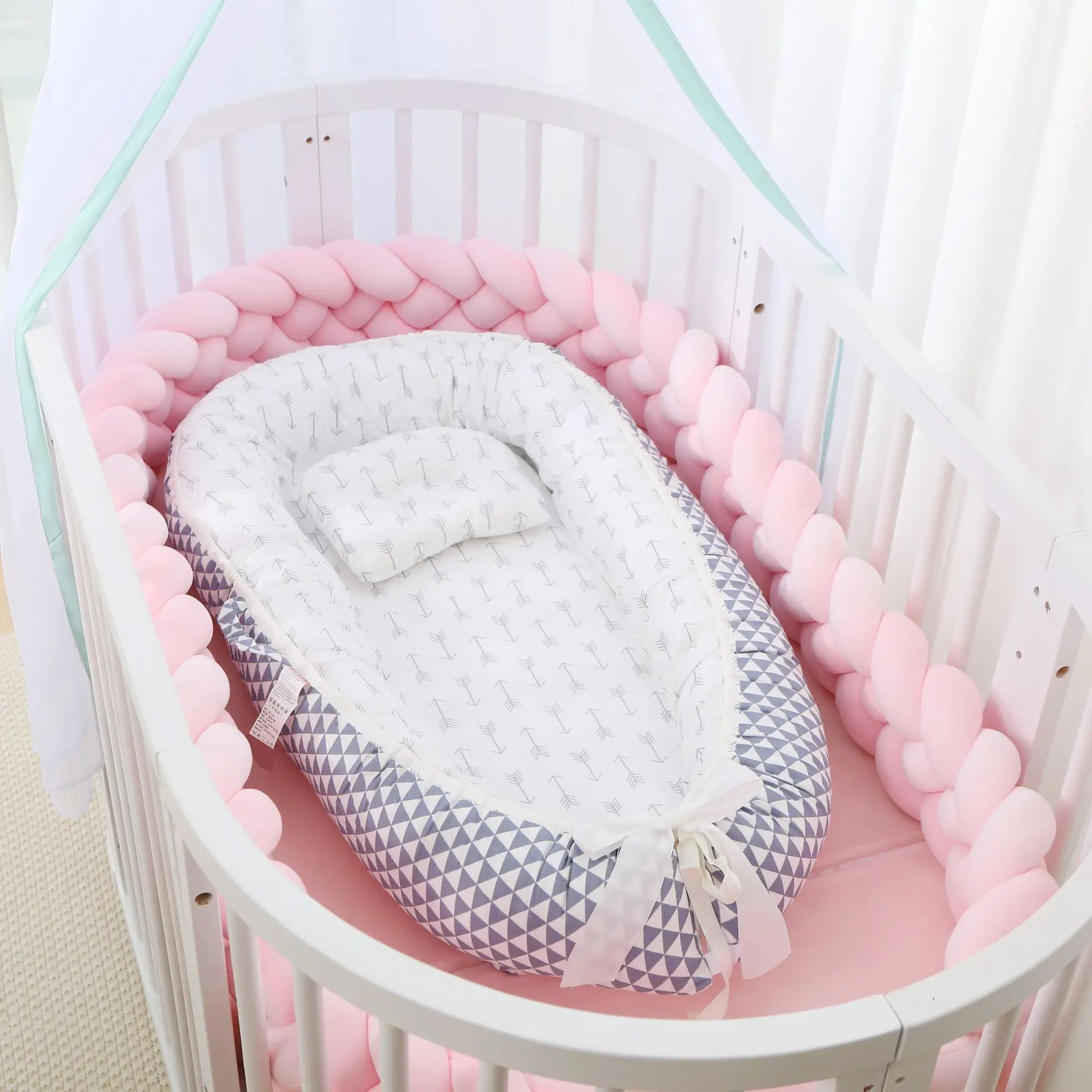 Baby Cotton Nest Bed Newborn Portable Crib Lounger for Boys Girls Infant Bassinet Bumper Soft Travel Bed Birth Gift