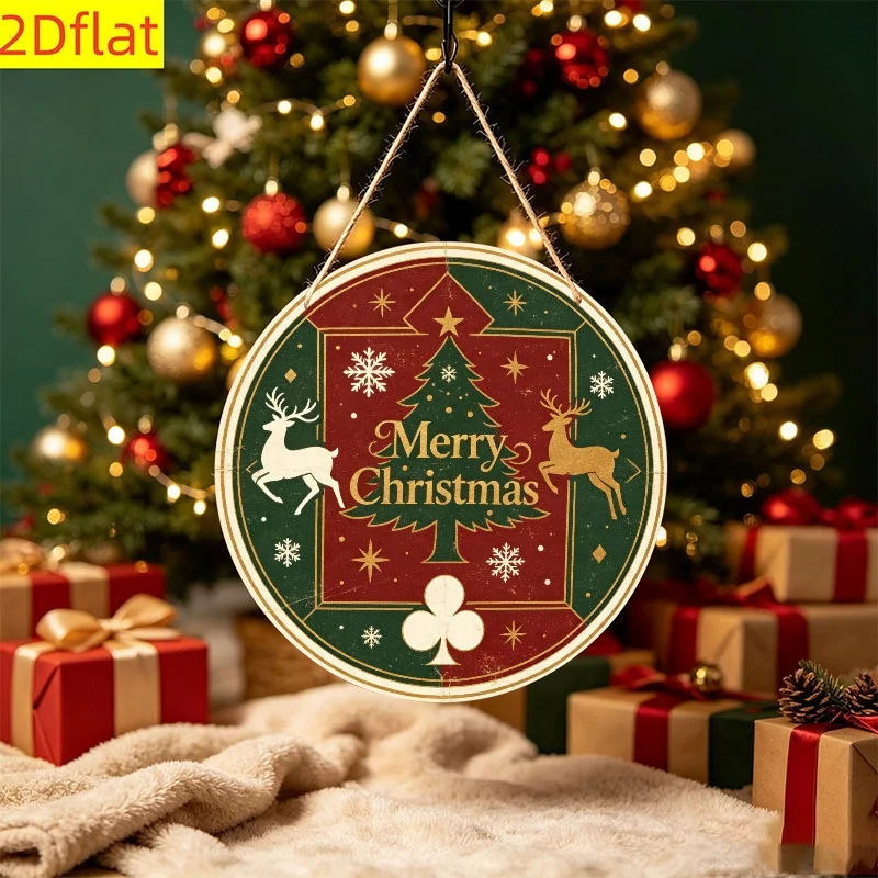 2D Flat, 2D Flat Wooden Round Hanging Sign, 1pc Per Pack. Perfect for Halloween, Christmas, Thanksgiving, and Autumn Harvest Sea