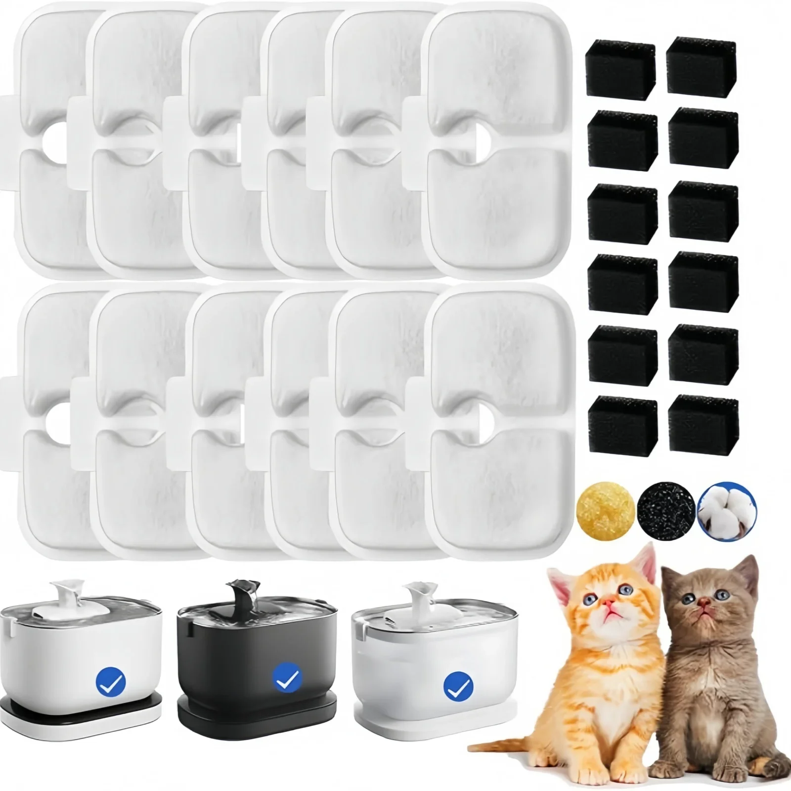 12er-Pack Katzen- und Hunde-Wasserbrunnenfilter, kompatibel mit Wasserbrunnen, Ersatzfilter für PLWF106/PLWF116/PLWF115/PLWF105 – Detail 1