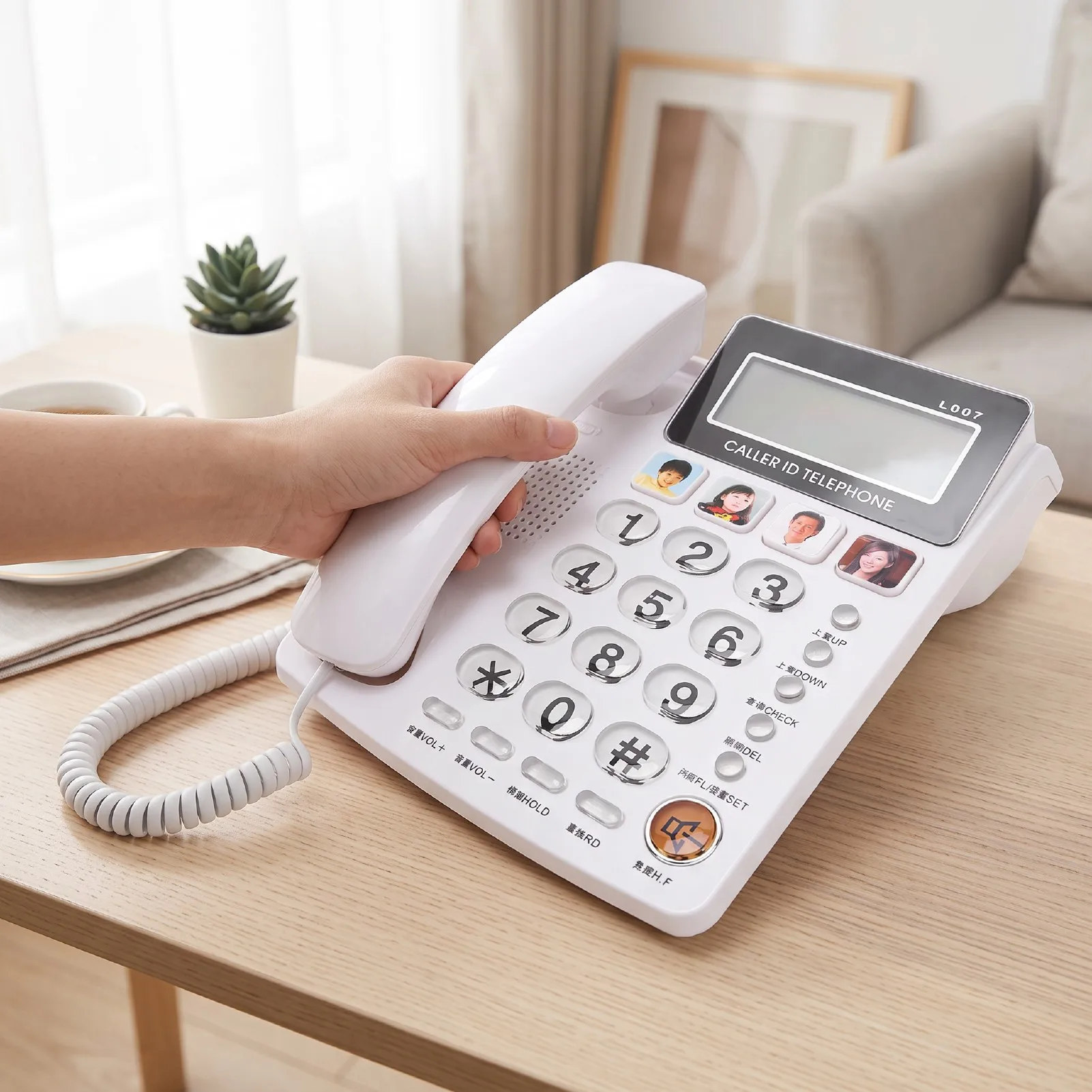 Corded Telephone Desktop Corded Telephone Chinese English Bilingual Big Key High Volume Desktop Phone with LCD Display for Elder