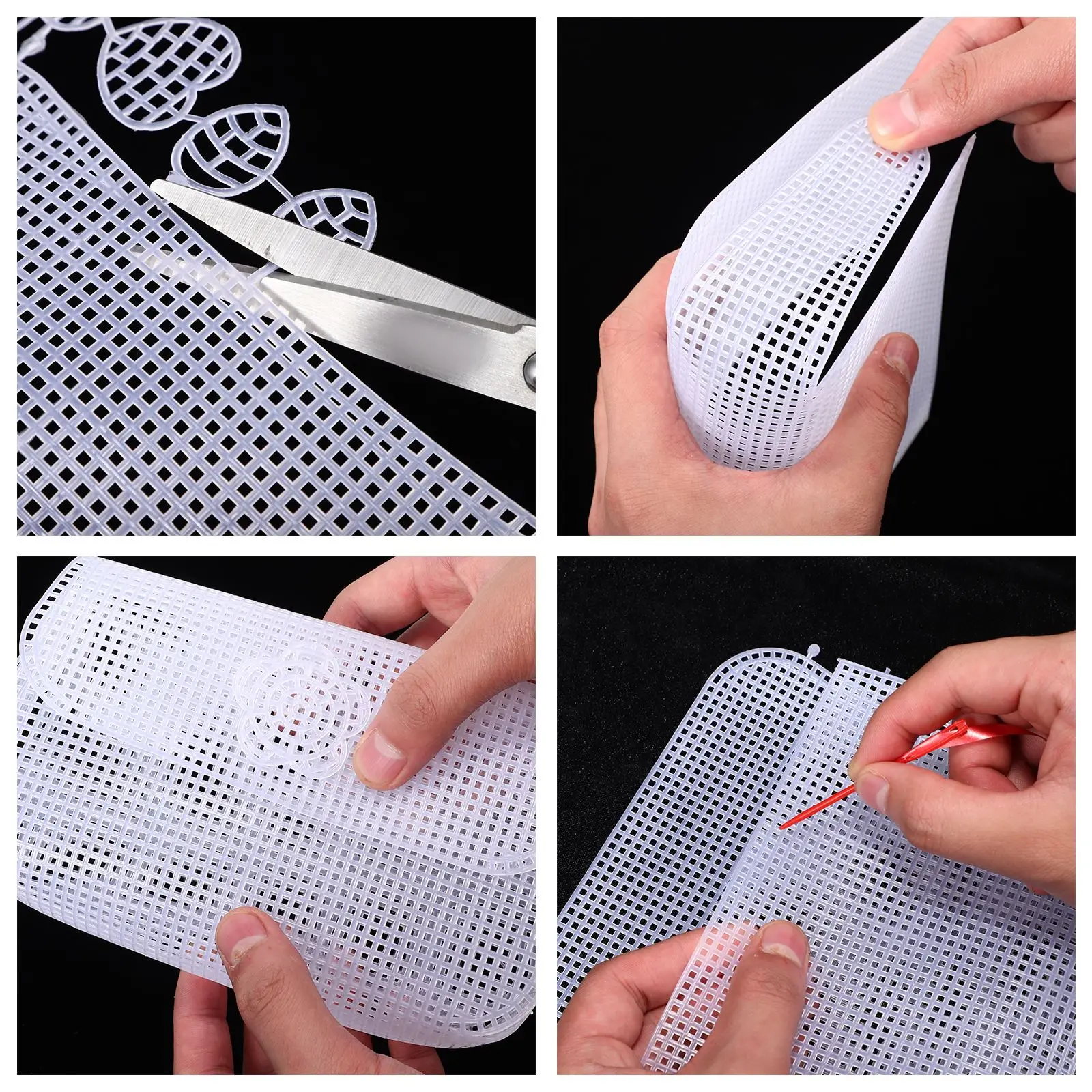 6 Pcs Bag Making Supplies Crochet Bags Kit DIY Plastic Mesh Canvas Sheet Purses Pallets The Tote Hand-Knit Woven Bag Making Tool