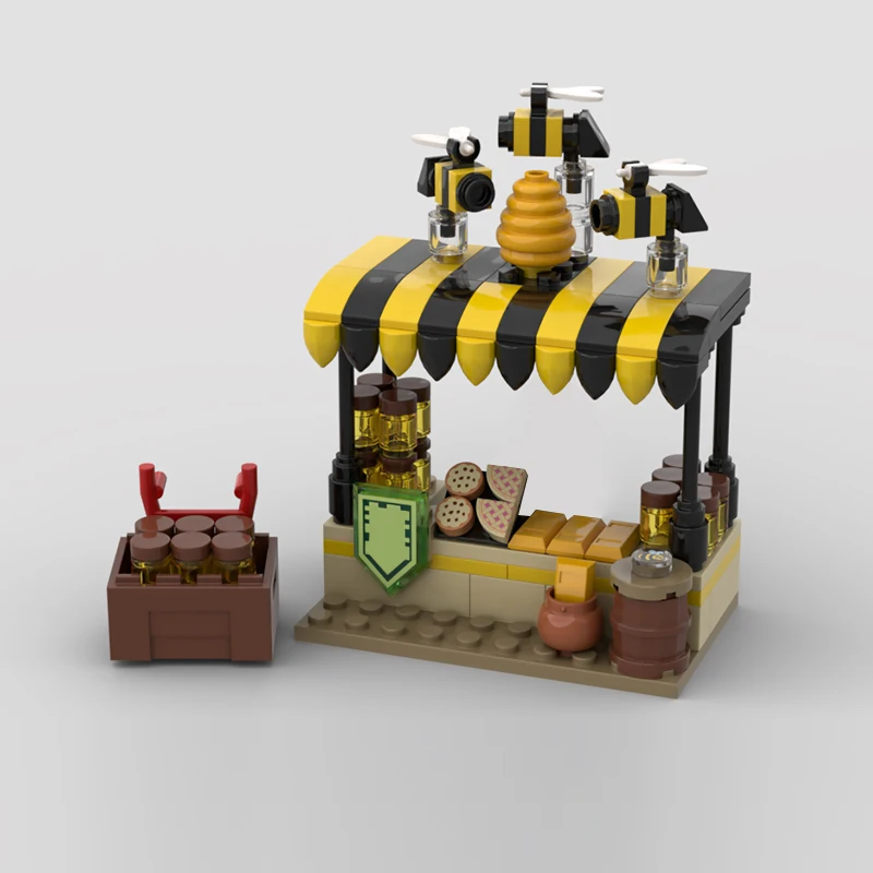 ชุดตัวต่อโมเดลร้านขายน้ำผึ้งขนาดเล็ก รุ่น City Street View ของเล่นประกอบเอง เหมาะสำหรับเด็ก เป็นของขวัญวันหยุด