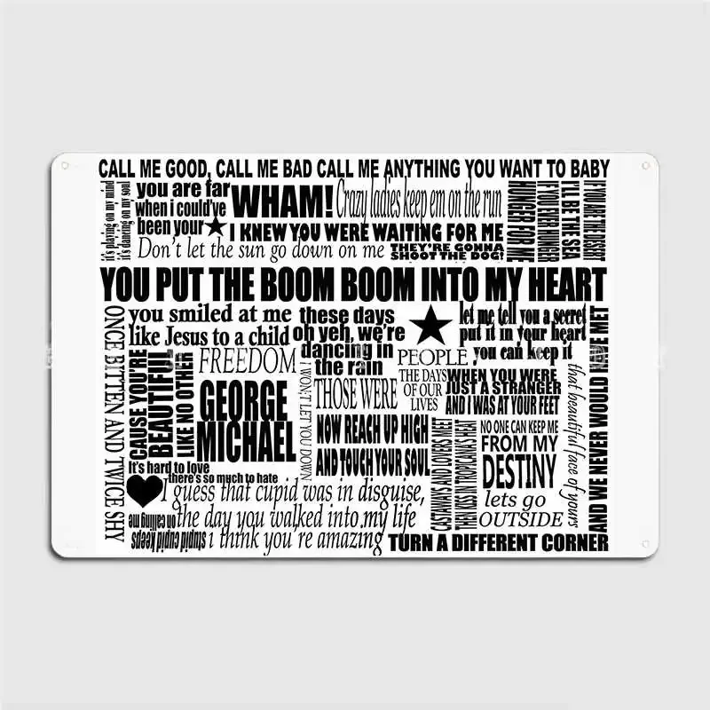 George Michael Lyrics Songs Metal Sign Cinema Kitchen Printing Wall Decor Pub Garage Tin Sign Poster