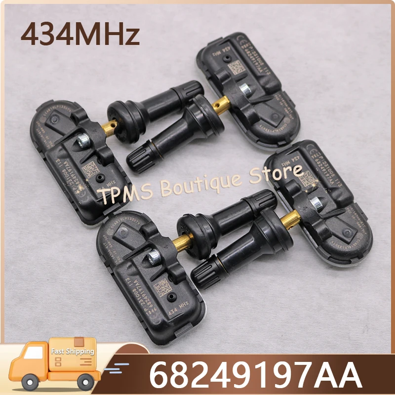

68249197AA TPMS Sensor Tire Pressure Sensor For Jeep Cherokee Ram 1500 2500 3500 434MHz 4pcs Car Tire Pressure