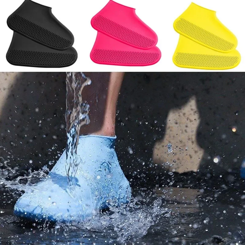 Outdoor Waterproof Shoe Covers Socks Reusable Anti-Slip Rain Shoes Covers Rubber Rain Boot  Men Women Shoes Accessories