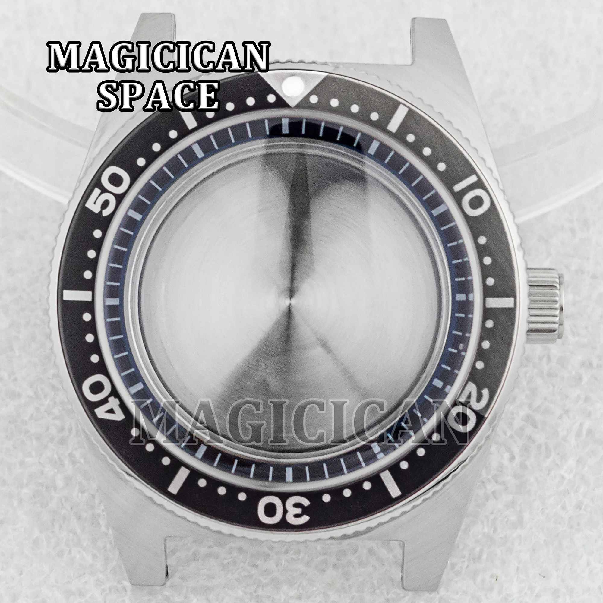 

62MAS 200M Waterproof diving 40mm silver sterile watch case ceramic bezel domed sapphire glass crystal fit NH35 NH36 movement