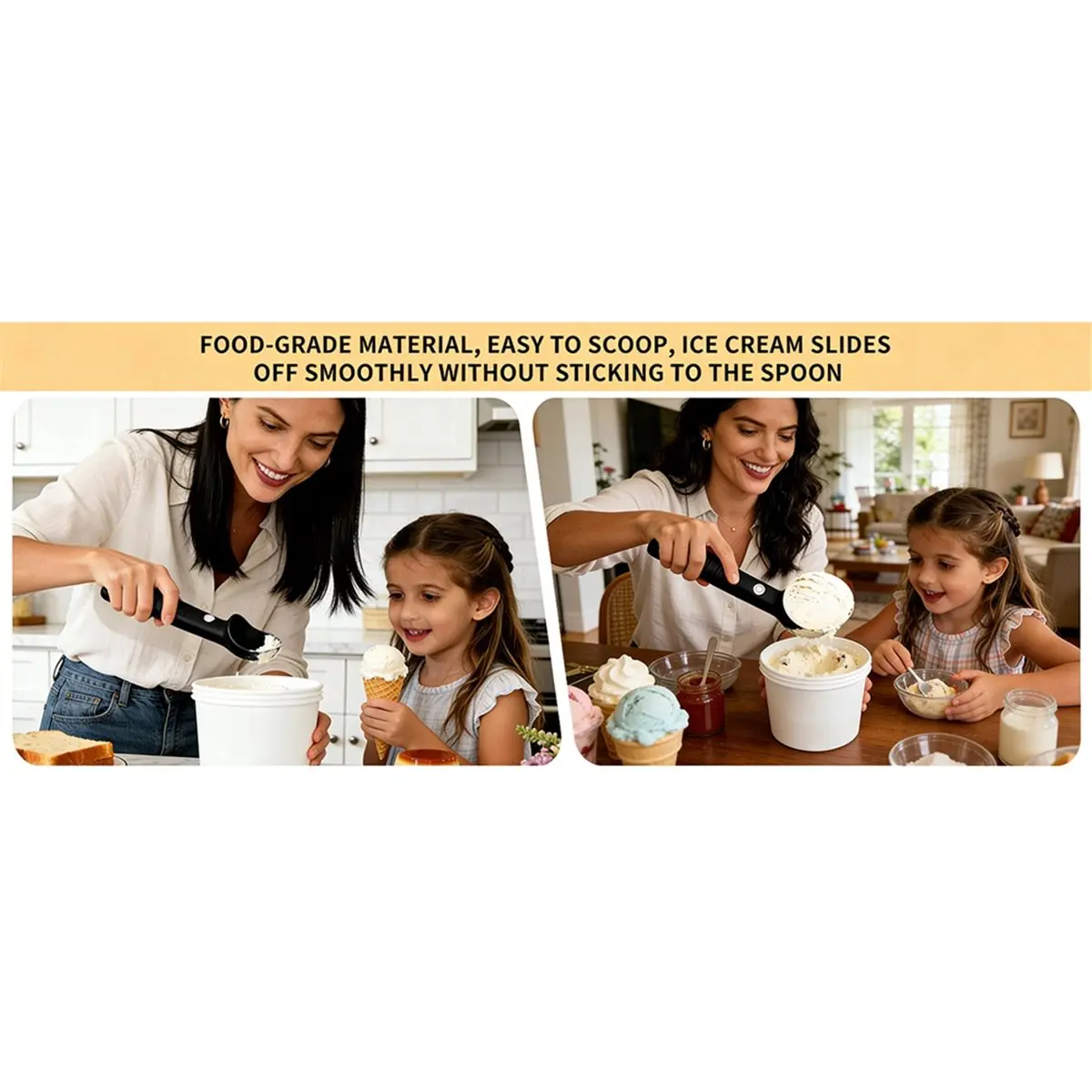 【BRILLIANT 】Stainless Steel Heating Ice Cream Scoop, Electric Heated Ice Cream Spoon, Self-Melting Ice Cream Ball Scooper