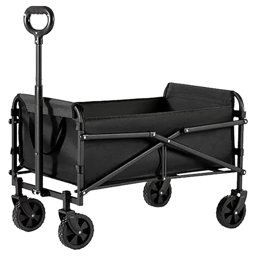 Collapsible Wagon Cart Heavy Duty Large Capacity Folding Cart Adjustable Handle Picnic Handcart Outdoor Portable Utility Cart