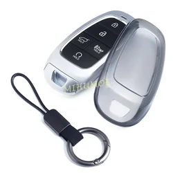 Black Transparent Smart Car Key Fob Case Cover Keychain For Hyundai Sonata Tucson Santa Fe Cruz IONIQ 5 Palisade Nexo