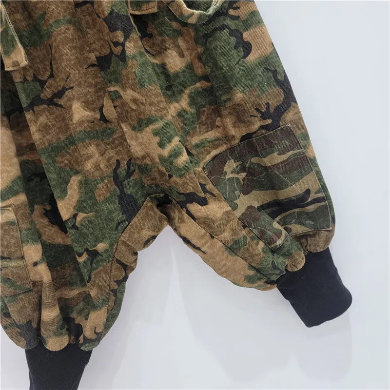 Tannt calça feminina moda vintage de cintura alta camuflagem harem jeans para mulher casual impressão longa harem calças 2025 novo