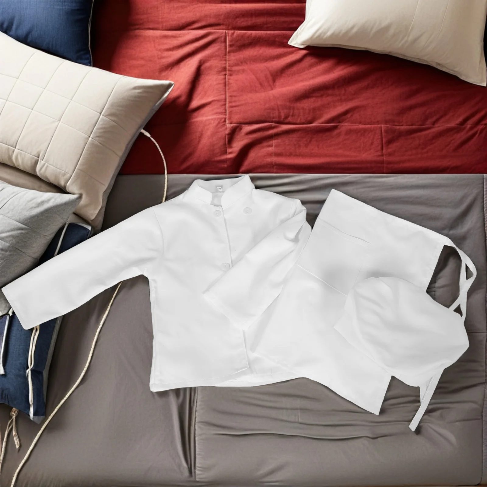 

1Set Children Chef Outfit Apron Hat Unisex Durable Kids Baking Costume Role Play Kitchen Dress Up Party Baby Bakery Outfit