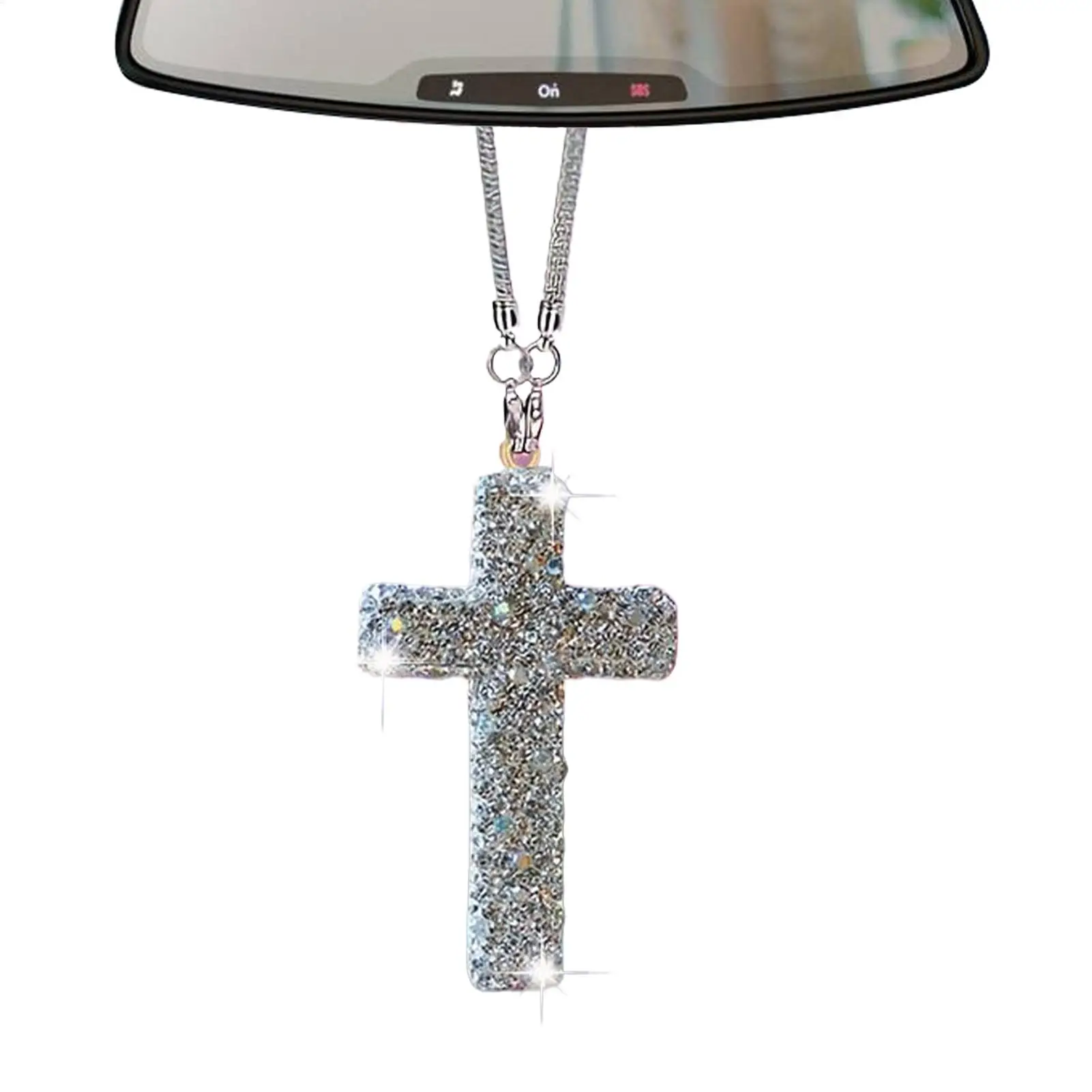 

Mirror Decor For Car Cross Crystal Rhinestone For Car Mirror Hangable Christian Religious Auto Accessories For Interior Women