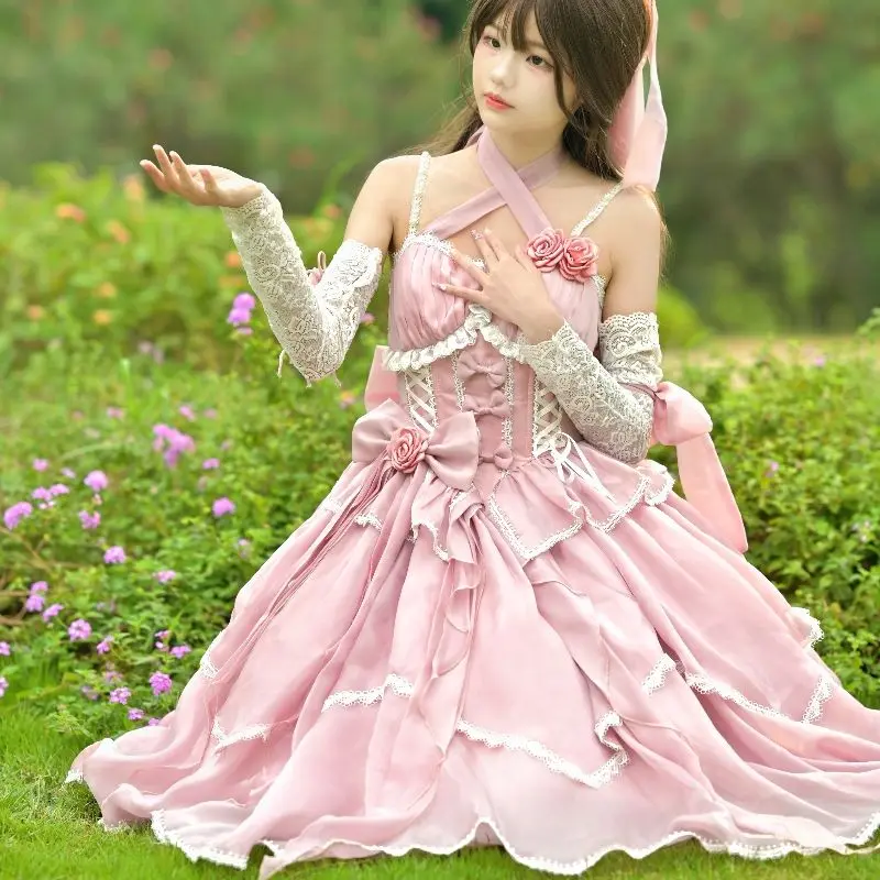 Lolita Dress Lace halter JSK Elegant gorgeous cute Lace bow Multi-color choice Gothic Princess Tea Party Lolita dress