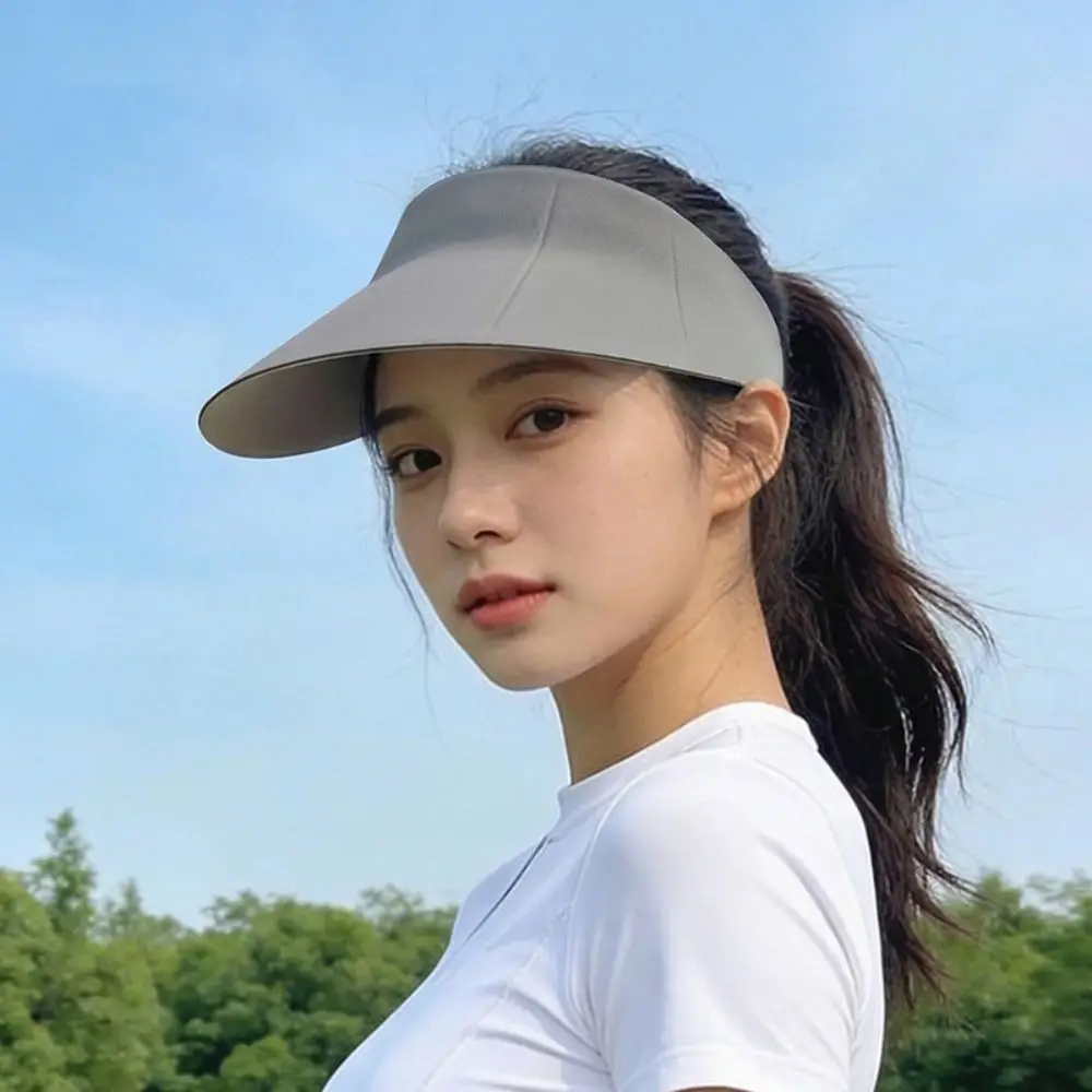 Fashion Foldable Traceless Sun Hat Large Brim Empty Top Seamless Visor Cap Breathable Adjustable Beach Cap Holiday