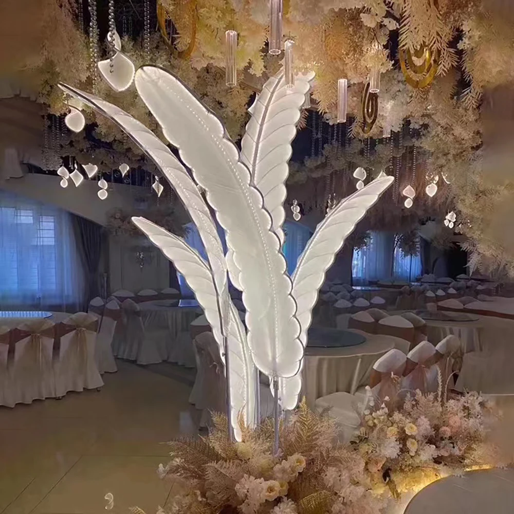 

120cm tall white decorative banan tree arrangement clear acrylic flower stand for wedding table centerpiece