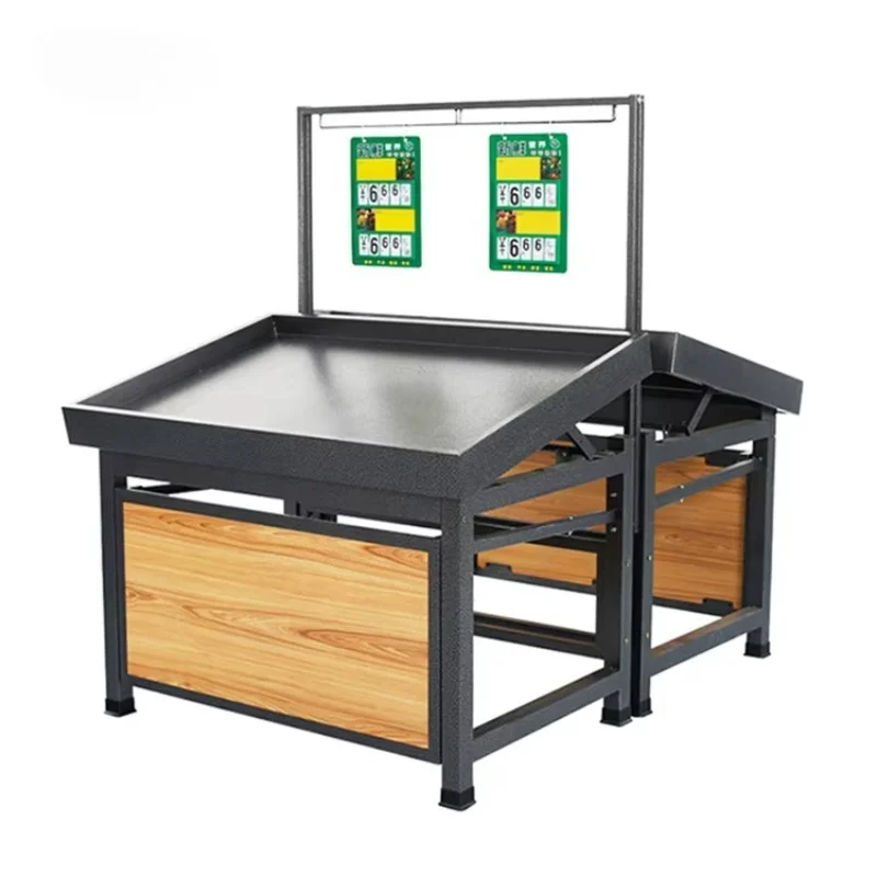 Metal/wood supermarket fruit and vegetable display racks