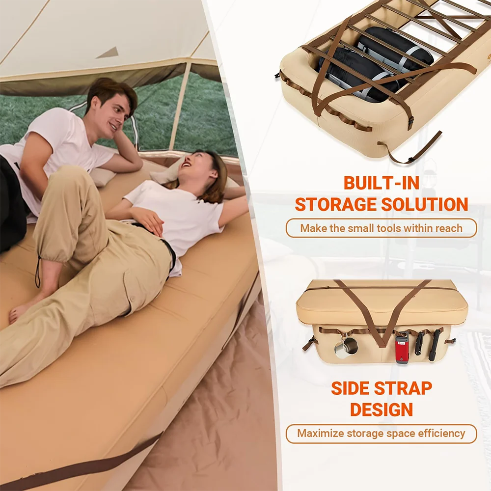 Portable Inflatable Camping Air Bed Modern Single High Guest Bed Foldable TPU Topper 2 Pack Pump Mattress Not Included