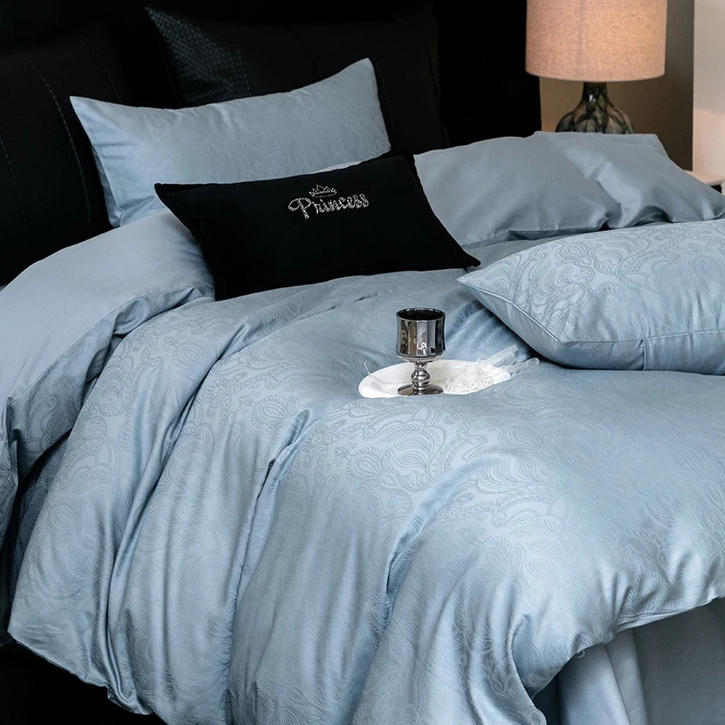 

2025 New Solid Color Bedding Sets - High-End Egyptian Cotton, Long-Staple, 100% Pure, High Density, Satin Jacquard, 1.5m Bed