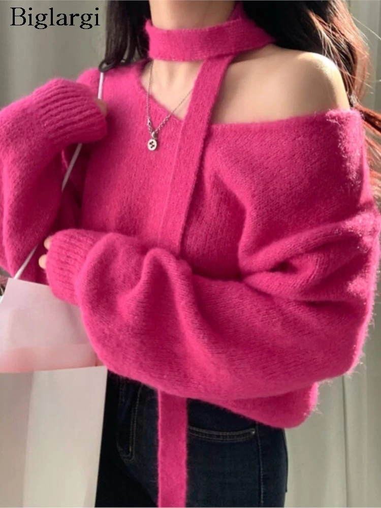 

Вязаный осенний пуловер, свитер, женский свободный свитер с длинным рукавом в Корейском стиле, модные женские свитера, повседневный женский свитер с длинным рукавом, топы