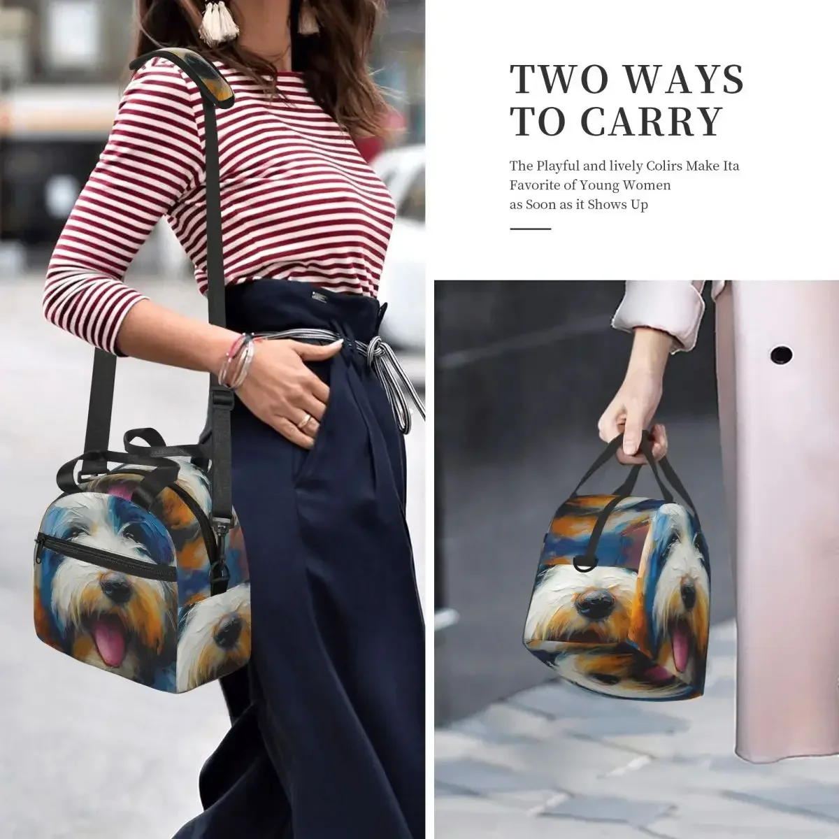 

English Sheepdog Lunch Bags Bento Box Lunch Tote Resuable Picnic Bags Cooler Thermal Bag for Woman Girl Work