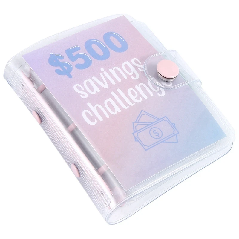 6Pcs Mini Binder Savings Challenge 150/300/500 Saving Money Budgets Cash Envelope Wallet Budget Binder Notebook Budget