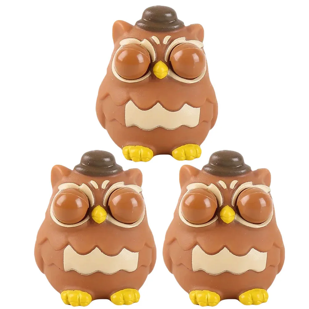 3Pcs Eye Popping Squeeze Owls Adorable Stress Reliever Portable Fidget gifts Squeeze Toys Owl Stretchy Toys