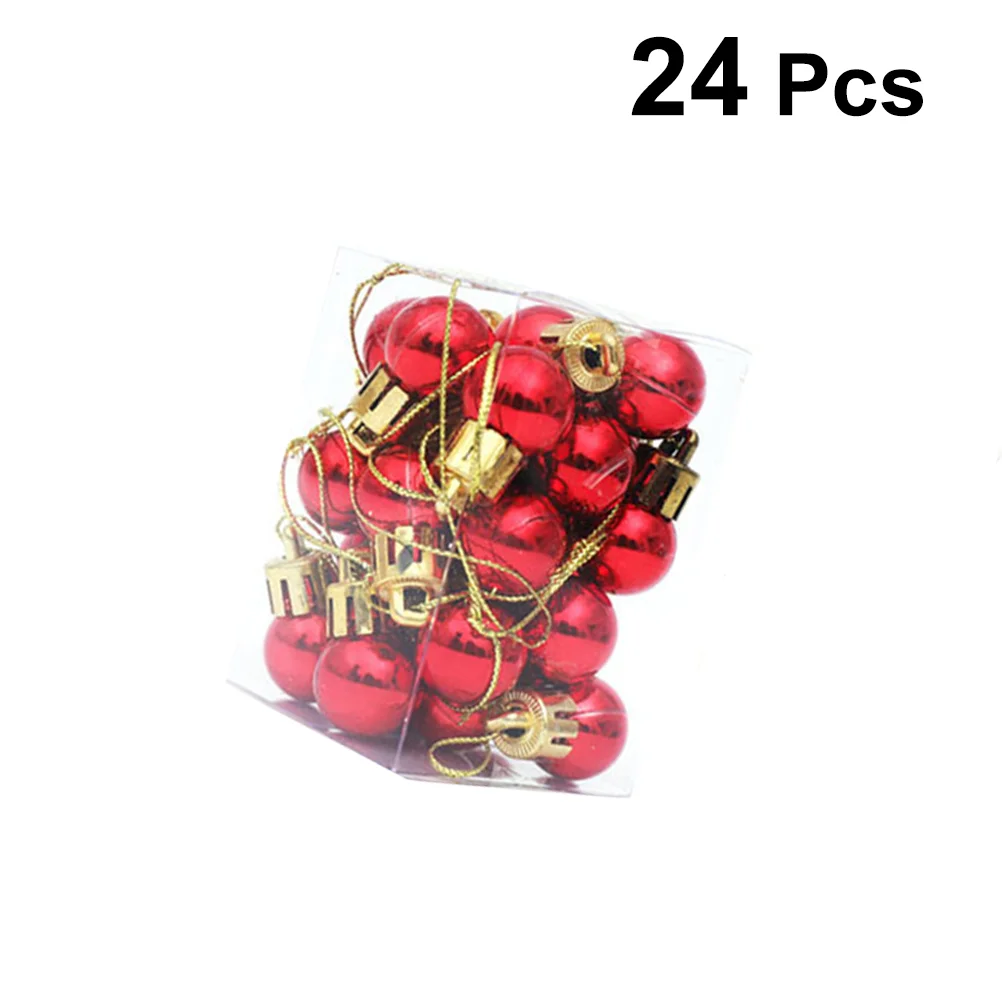 

24 Pcs Christmas Tree Mini Balls Pendant for Coaster Red Hanging Layout Decorations Ornaments