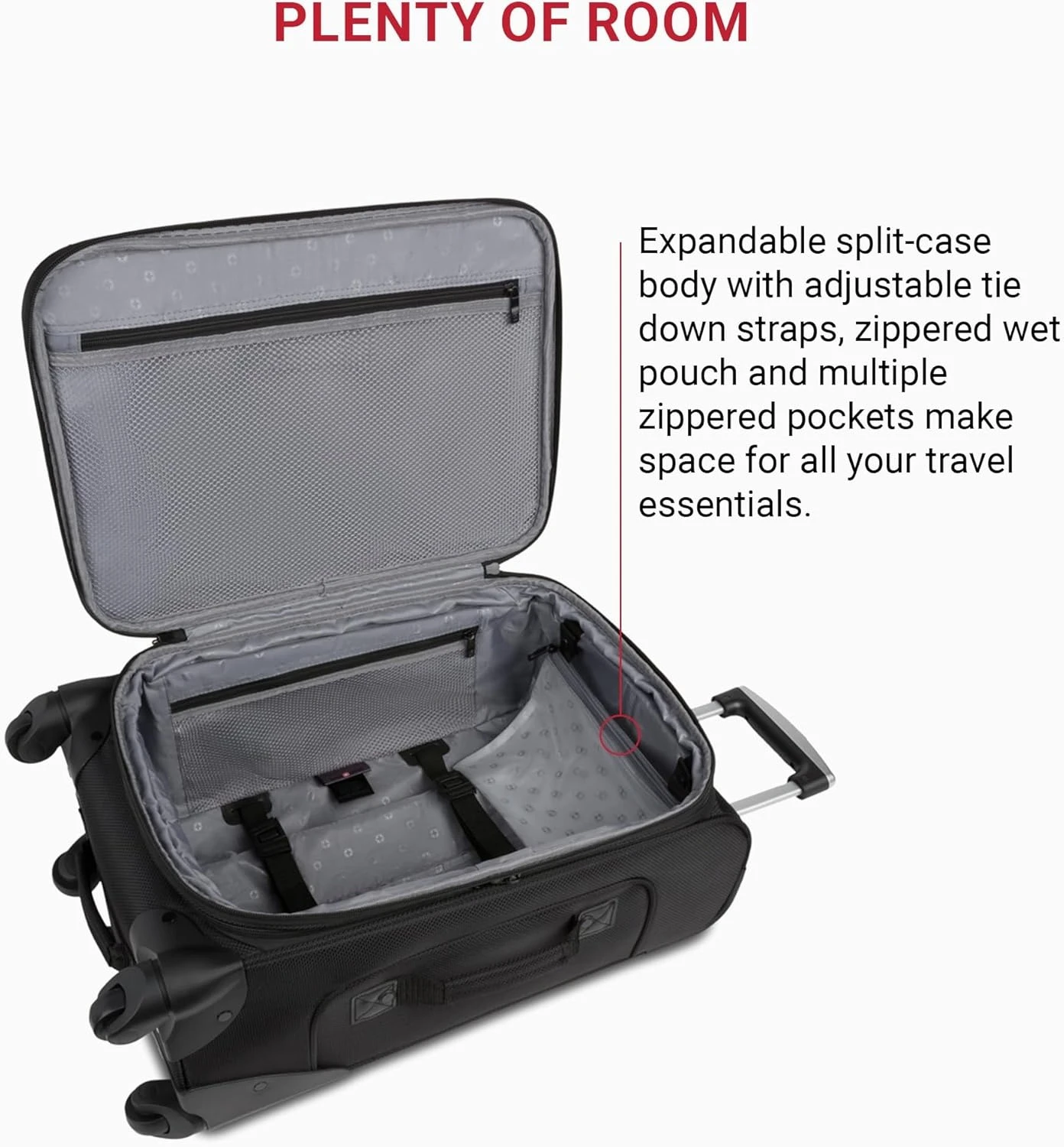 Walizka rozkładana ZZH Sion Softside – walizka podręczna z kółkami obracającymi się o 360 stopni i wysuwanym uchwytem – 21 cali, idealna dla 1-3 osób