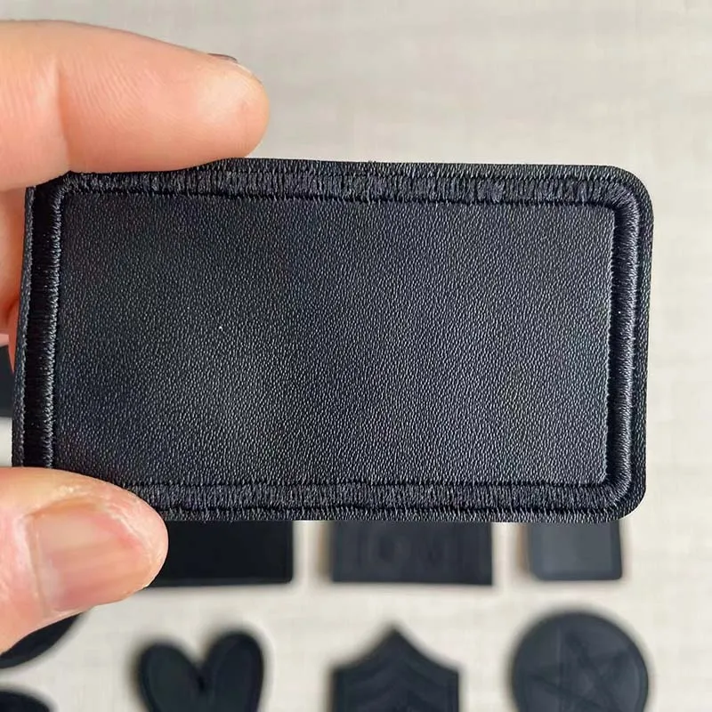 6/17 Stück, Leder-Patch-Stickerei-Applikation, schwarze Abzeichen, selbstklebende Patches, Bügel-Transfer-Aufkleber für Kleidung, Jacken – Detail 7