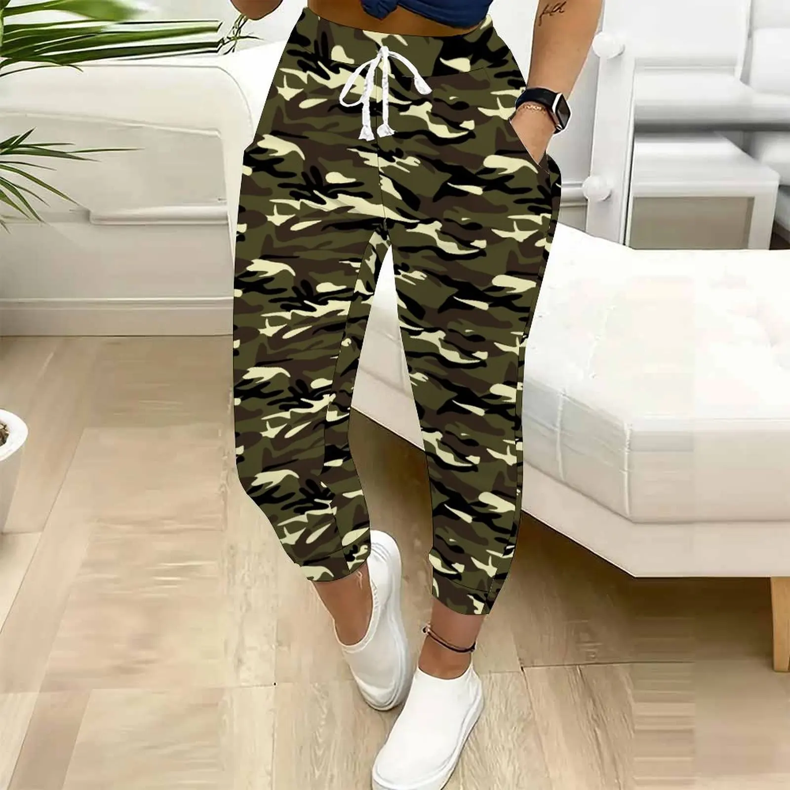 Women's Fall/Winter Retro Print Drawstring Jogging Pants Pockets Ninth Pants Sweatpants Commuting Holiday Beach Casual Wear