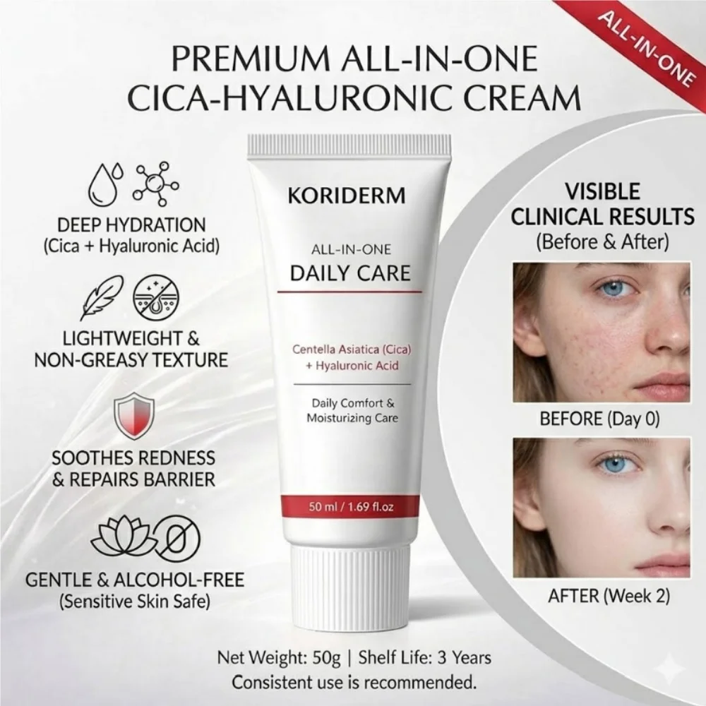 Centella Asiatica (Cica) Face Moisturizer Lightweight Daily Whipped Cream for Sensitive Skin Calming Hydration & Barrier Repair