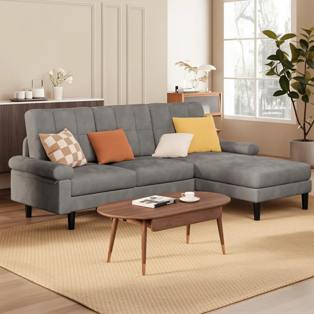 أريكة مخملية حديثة قابلة للتحويل على شكل حرف L مكونة من 3 مقاعد لغرفة المعيشة والشقة وراحة المكتب #5