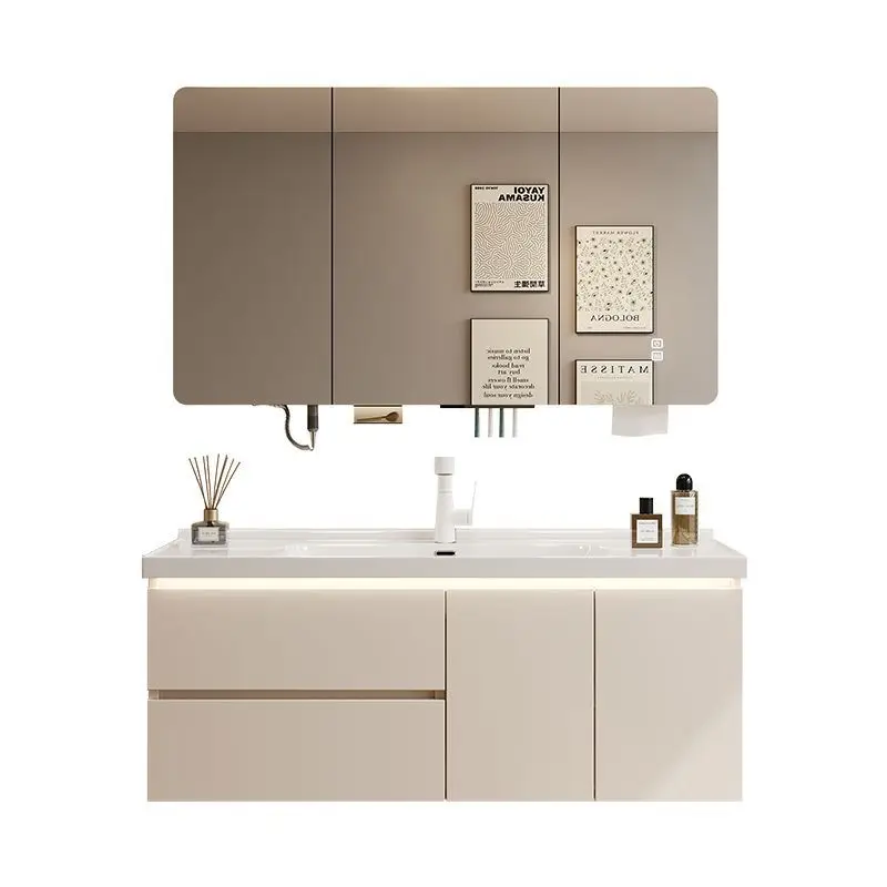 

Feng Shui mirror, bathroom cabinet, base station storage, ceramic integrated basin