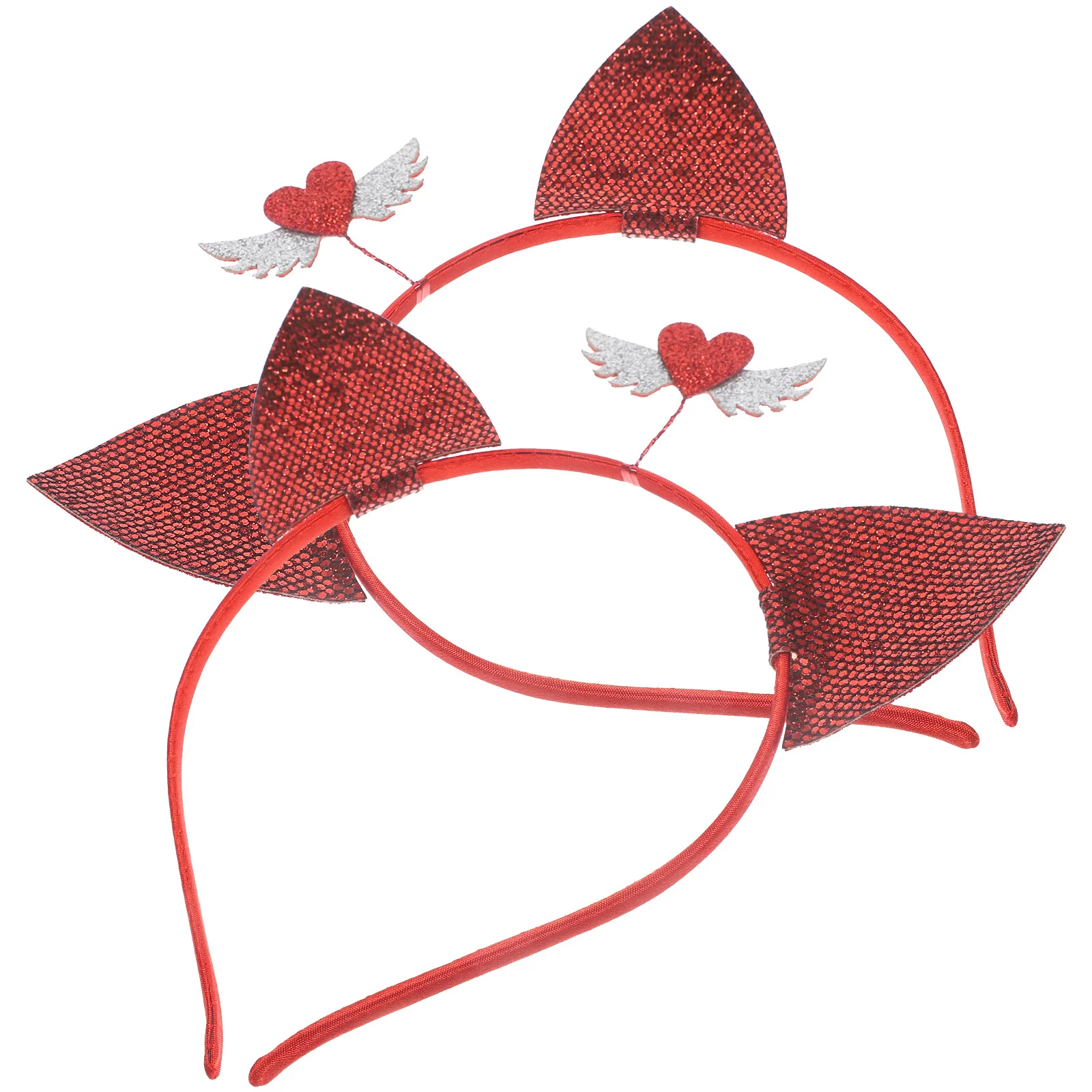 قطعتان من عصابات الرأس على شكل قلب من القماش لإكسسوارات شعر الحفلات للبالغين في عيد الحب وأعياد الميلاد والمناسبات مجموعة ممتعة يمكن ارتداؤها #6