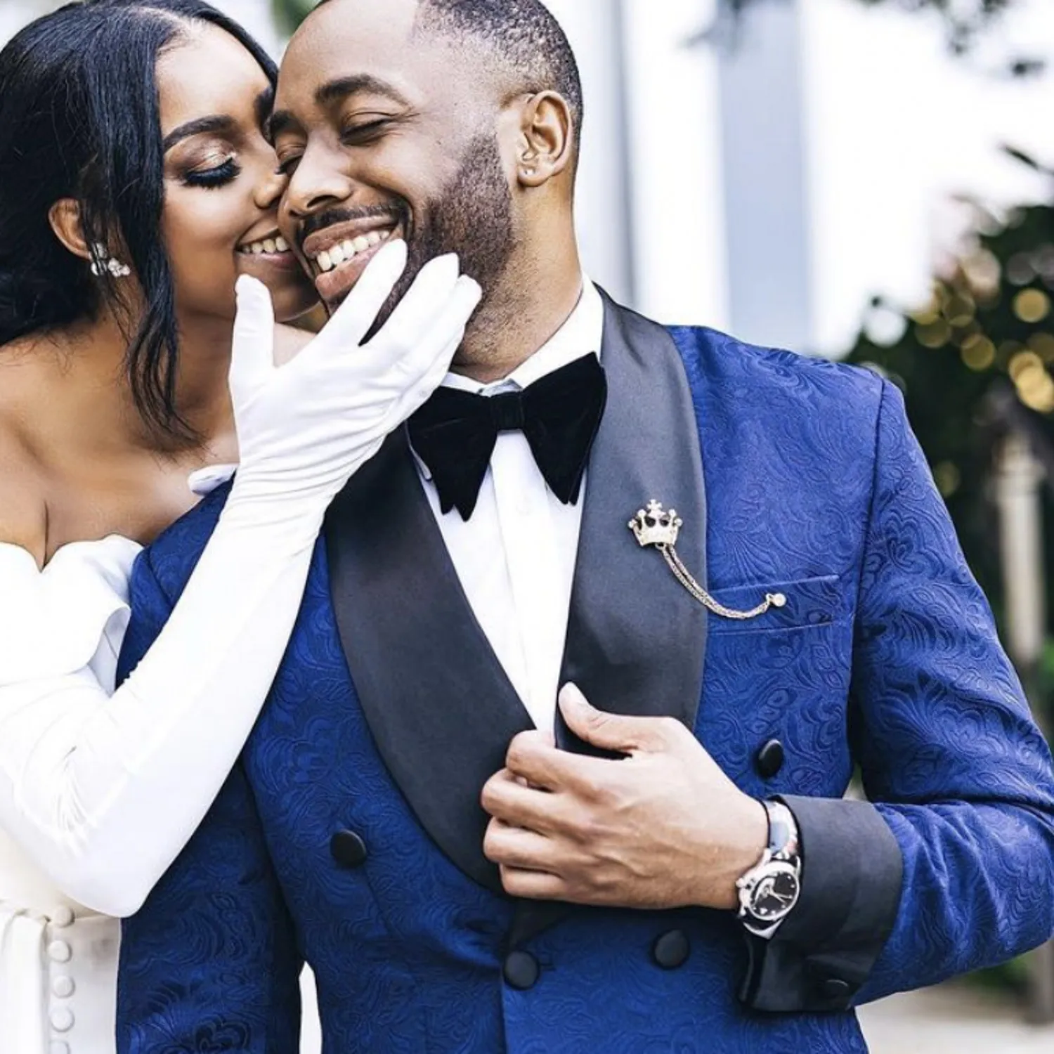 Trajes de novio azules para boda, esmoquin con cuello de satén negro para hombres, trajes formales de fiesta de cumpleaños, Blazer (chaqueta + Pantalones + pajarita) 2022