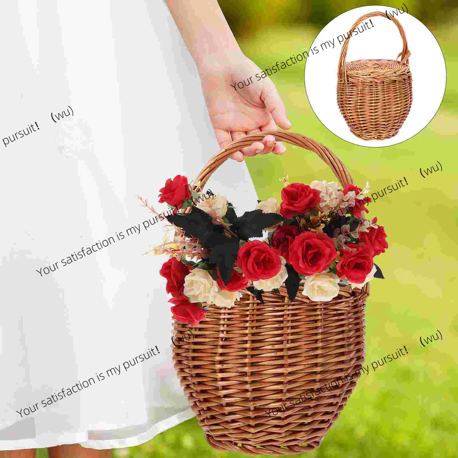 

Плетеная корзина для пикника, повседневные принадлежности, многофункциональное хранение, тканые цветы, портативные корзины, декоративные многофункциональные цветочные корзины