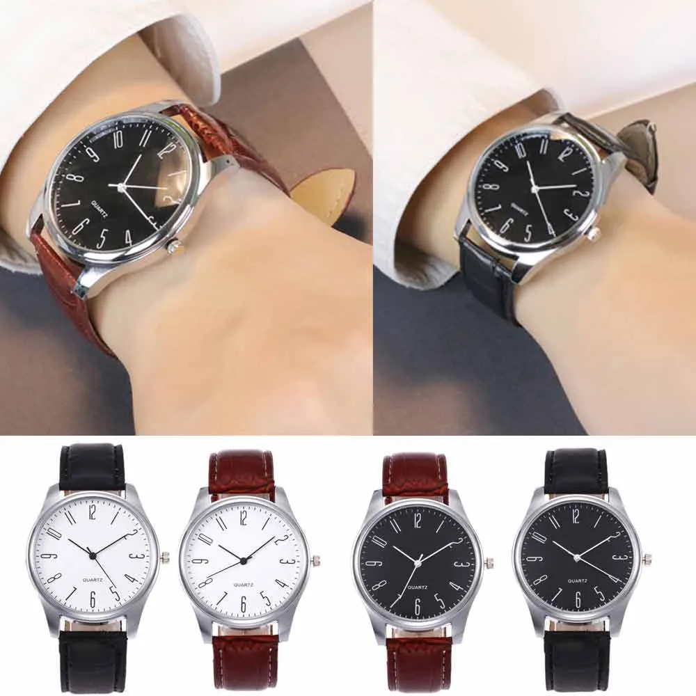 High End Business And Daily Life Fashionable Stainless Steel Minimalist Round Dial Leather Strap No Waterproof For Men