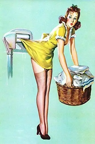 Vintage Style Pin Up Girl Laundry Room Home Wall Art Decor Metal Plaque Tin Sign for Outdoor Garage Street Shop Kitchen Bar Rest