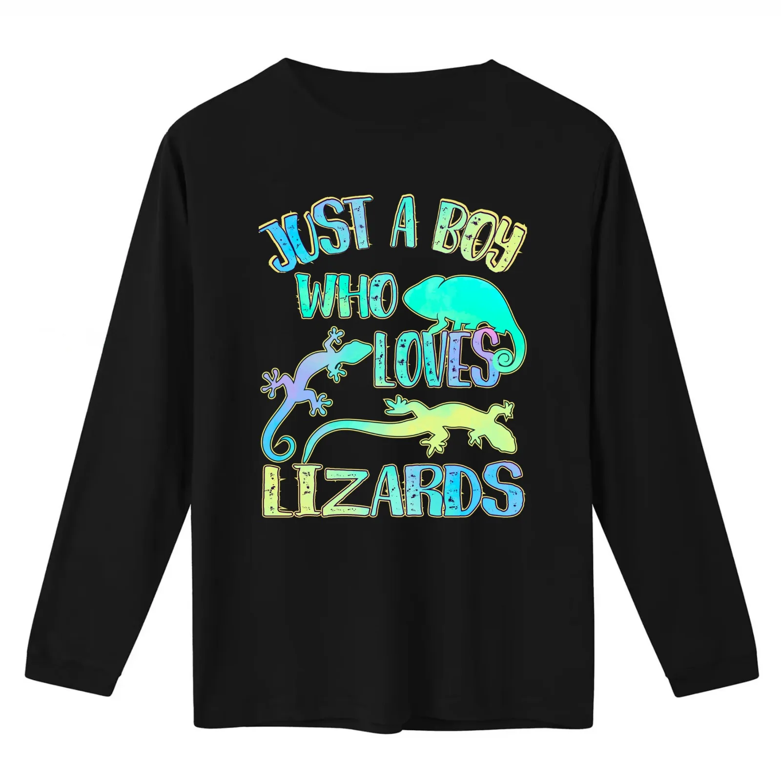 Just a boy who loves lizards T-Shirt Summer Casual Cotton Tee Oversized Streetwear Tops Vintage Graphic Print 100% Cotton