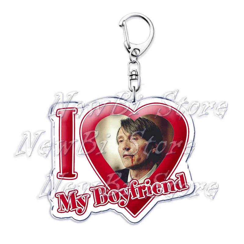I Love My Boyfriend Mads Dittmann Mikkelsen Keychains Hannibal Keyring for Accessories Bag Pendant Key Chain Ring Jewelry Gifts view 2