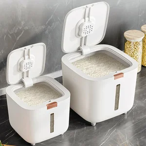 10/5kg Ember Beras Tahan Lembab Tangki Tertutup Tahan Serangga Permukaan Ditekan Ember Penyimpanan Bubuk Tebal Kotak Penyimpanan Dapur 8 wadah beras 30kg penjualan terbaik - №