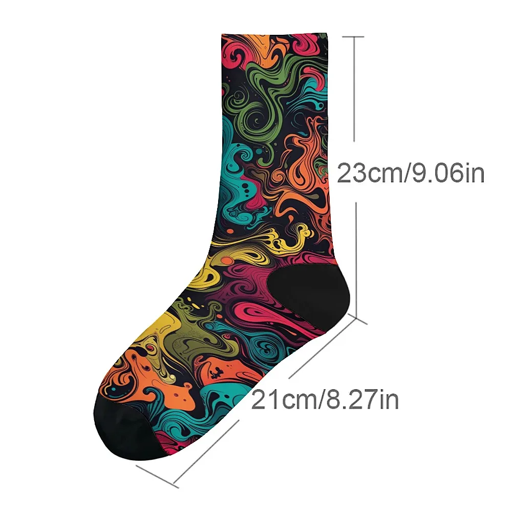 ถุงเท้าผู้ชายศิลปะย้อนยุคของเหลวนามธรรม, ถุงเท้าลูกเรือแปลกใหม่, สะดวกสบายและระบายอากาศ, กีฬาเทรนด์ลําลองฮิปฮอป, ของขวัญผู้ชาย