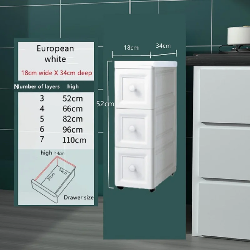 Europejska szafka do przechowywania szczelin typ szuflady kuchnia domowa półka Super wąska szafka do przechowywania toalet zbuduj DIY 15/18cm