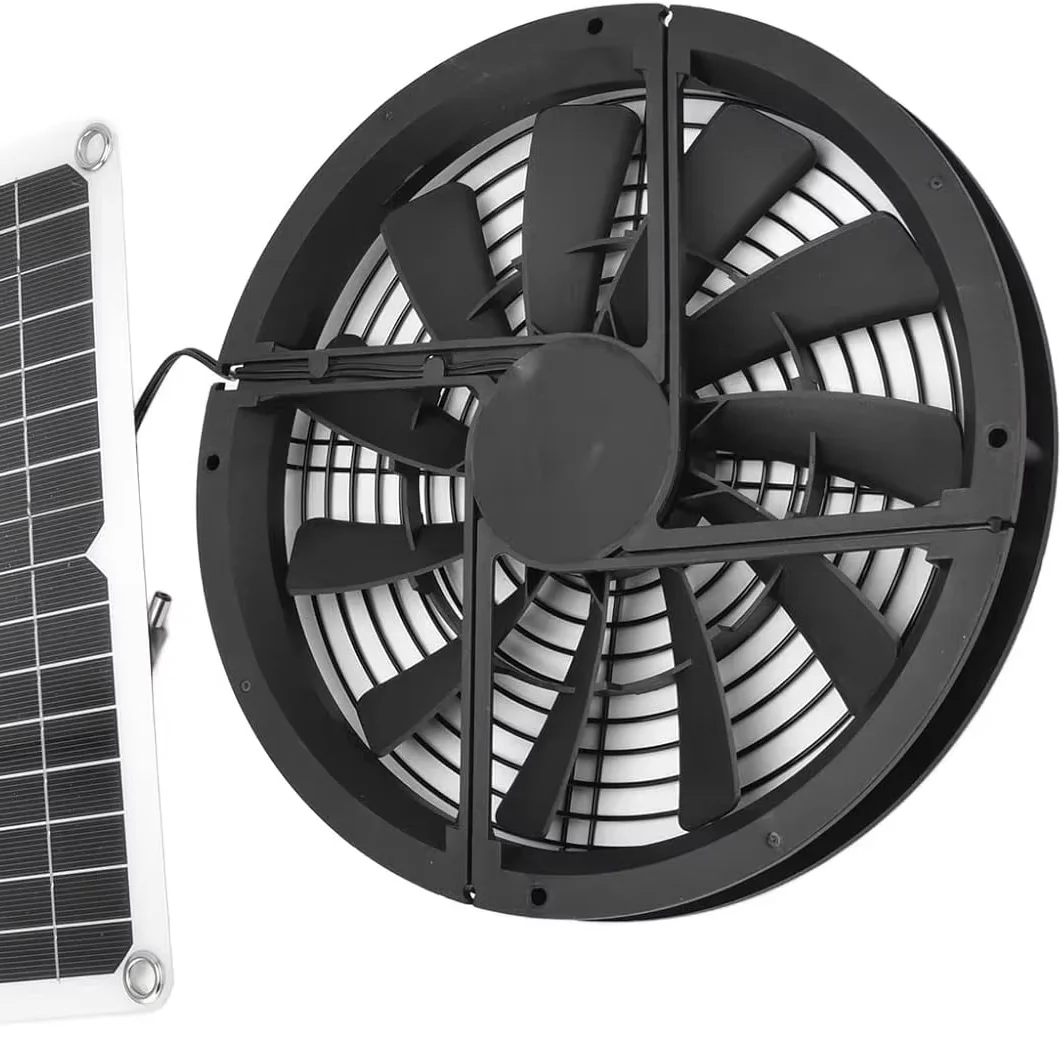 Compact 4 Inch 12V Solar Powered Wall-Mounted Workshop Duct Booster Fan 120mm Ball OEM/ODM Speed Control Plastic Wood Dust Smoke