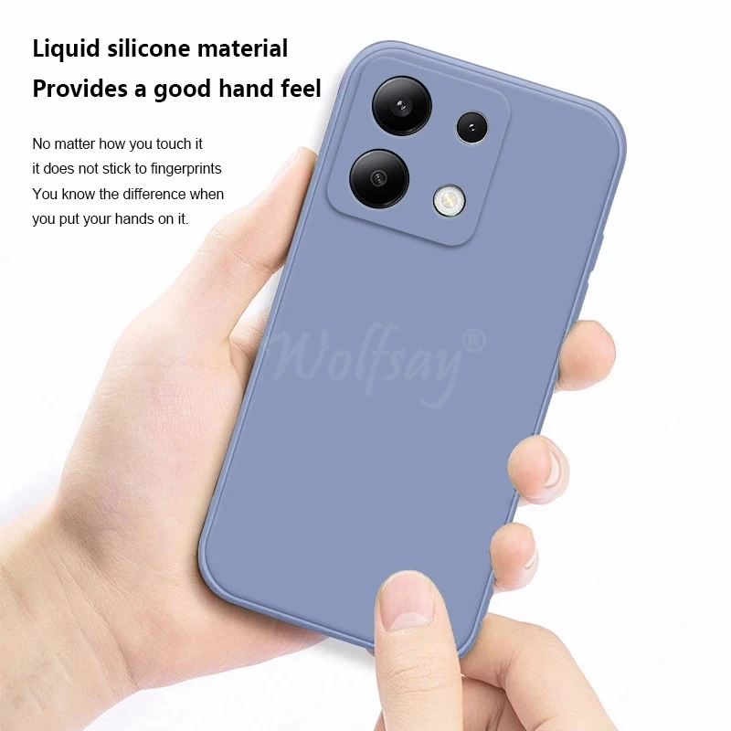 Capa protetora macia de borracha lisa de silicone líquido, capa para Xiaomi Redmi Note 13 Pro Plus