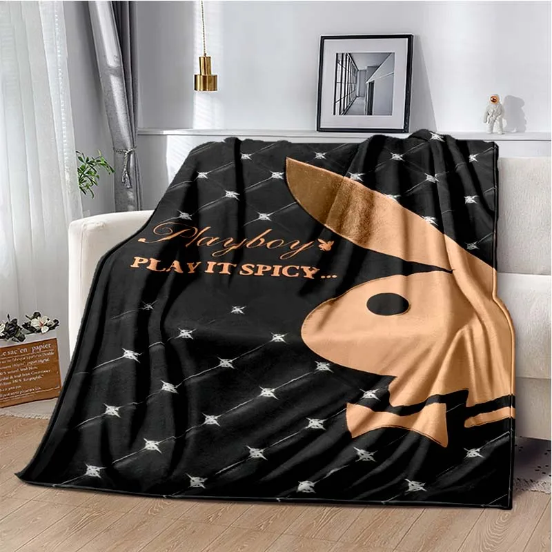 Fashion Rebbit HEAD P-PLAY-THE-BOY Super Soft Blanket,Warm Cozy Blanket for Bed,Sofa,Bedroom,Living Room,Travel,Camping,Hiking