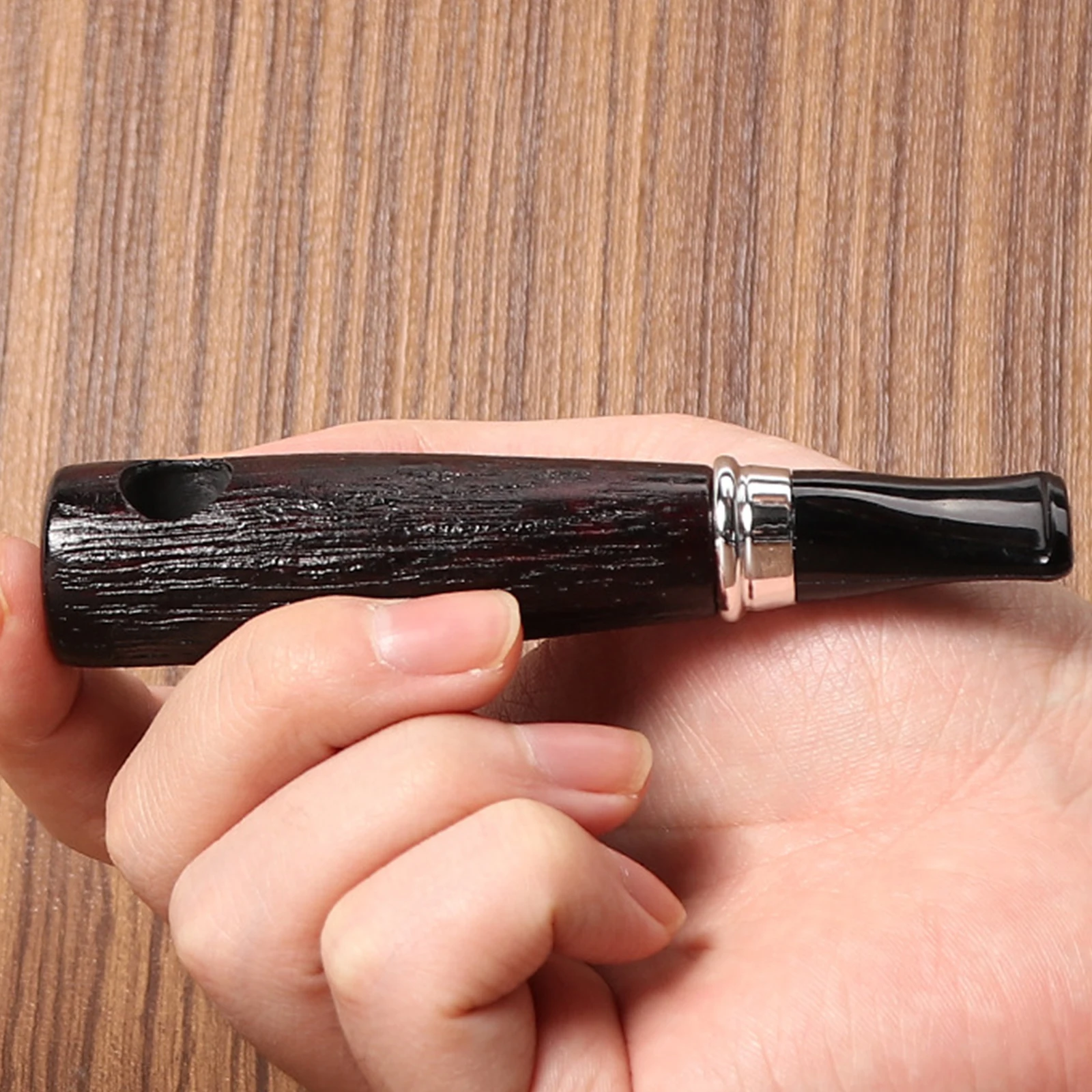 1pc, Handcrafted Small-sized Portable Oak Wood Tube For Smoking With A Compact Design And A Straight-style Filter