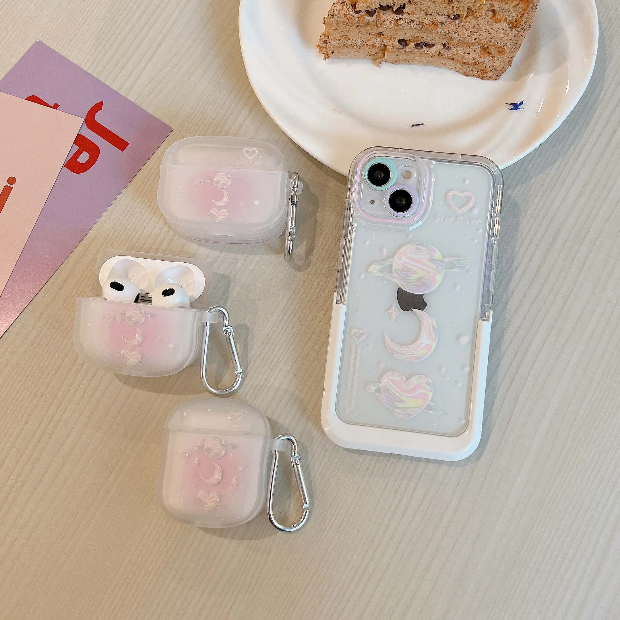 Cartoon pink moon love crystal shockproof silicone soft wireless bluetooth earphone case for airpods pro 2 2nd 1 3 cute cover