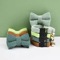 Corduroy Cat Collar Bowknot Cat Collar With Adjustable Safety Buckle Cats Bow Tie Pets Accessories