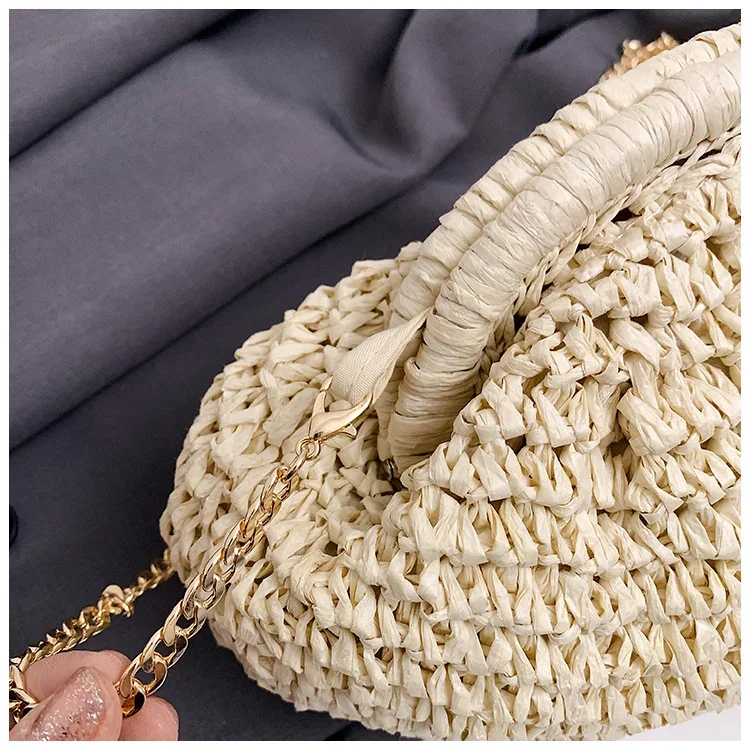 2025 صيف جديد القش النسيج حقيبة كروسبودي حقيبة شل عصرية وغير رسمية حقائب كتف نسائية مع الملمس الممتاز bolsas #6